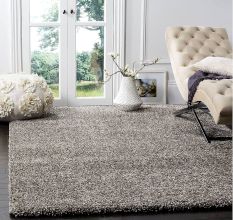 Bold Grey Plush Living Rug